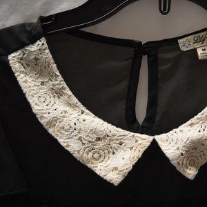 Sheer Black Blouse with Peter Pan Collar